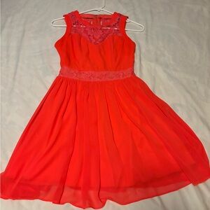 Bright pinkish coral semi formal summer flowy dress